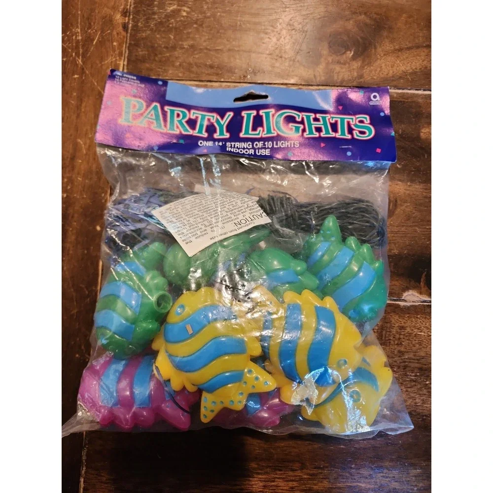 Vintage Amscan Party Lights Fish Covers Tropical Blow Mold Ocean Sea